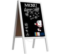 ALLboards Chevalet Stop Trottoir avec Cadre en Bois Laqué Blanc 118x61cm, Chevalet Ardoise