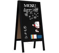 ALLboards Chevalet Stop Trottoir avec Cadre en Bois Laqué Noir 100x60cm, Chevalet Ardoise