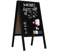 ALLboards Chevalet Stop Trottoir avec Cadre en Bois Laqué Noir 118x61cm, Chevalet Ardoise
