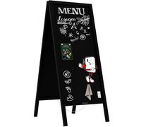 ALLboards Chevalet Stop Trottoir Exterieur Étanche avec Cadre en Bois Laqué Noir 150x61cm, Chevalet Ardoise