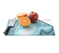 ALLboards Planche à Découper & Plateau en Verre 30x20cm avec Motif BLEU ET OR
