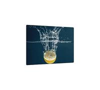 ALLboards Plaque de Protection en Verre Trempé Universel et Multifonction 60x52cm avec Motif Citron Eau, Planche à Découper, Plateau en Verre