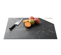ALLboards Plaque de Protection en Verre Trempé Universel et Multifonction 60x52cm avec Motif Marbre Noir, Planche à Découper, Plateau en Verre