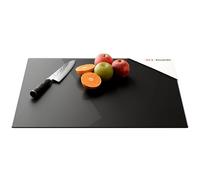 ALLboards Plaque de Protection en Verre Trempé Universel et Multifonction 60x52cm avec Style Noir Sombre, Planche à Découper, Plateau en Verre