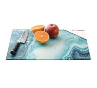ALLboards Plaque de Protection en Verre Trempé Universel et Multifonction - Planche à Découper & Plateau en Verre 30x40cm BLEU ET OR