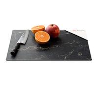 ALLboards Plaque de Protection en Verre Trempé Universel et Multifonction - Planche à Découper & Plateau en Verre 30x40cm avec Motif Marbre Noir