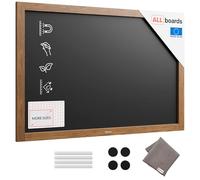 ALLboards Tableau à Craie Noir Magnétique avec Cadre en Bois Laqué 90x60cm, Tableau Noir Magnétique