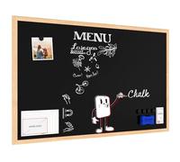 ALLboards Tableau à Craie Noir Magnétique avec Cadre en Bois Naturel 80x50cm