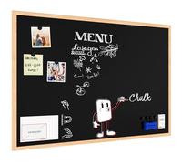 ALLboards Tableau à Craie Noir Magnétique avec Cadre en Bois Naturel 90x60cm