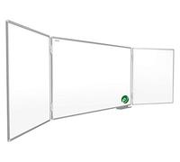 ALLboards Tableau Blanc Emaillé Scolaire Type Triptyque avec Cadre en Aluminium 150x100cm//300cm, Tableau Blanc Magnétique Whiteboard avec 2 Ailes, Tableau en Porcelaine