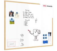 ALLboards Tableau Blanc Magnétique Effaçable à Sec avec Cadre en Bois 100x80cm, Whiteboards