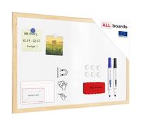 ALLboards Tableau Blanc Magnétique Effaçable à Sec avec Cadre en Bois 60x40cm, Whiteboards