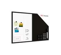 ALLboards Tableau en liège noir et blanc magnétique COMBI 90x60cm cadre noir en bois laqué