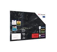 ALLboards Tableau Magnétique en Métal Motif Marbre Noir 90x60cm, MetalBoards pour tout type d'Aimants