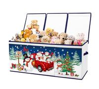 alldomess Boîte Rangement Coffre de Jouet,Grand Boîte à jouets avec Couvercle et Poignées pour Enfants Garçons Filles,Pliable Boîte de Rangement Adaptée Aux Chambre, Salle De Jeux,Bonhomme de Neige