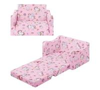 alldomess Convertible Canapé pour Enfants, Pliant Sofa Bed 2 en 1 pour Filles et Garçons, Petit Canapé Lit Stable pour Chambre Coin Lecture Salon,Rose Licornes Bonbons