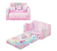 alldomess Convertible Canapé pour Enfants, Pliant Sofa Bed 2 en 1 pour Filles et Garçons, Petit Canapé Lit Stable pour Chambre Coin Lecture Salon,Rose Licorne