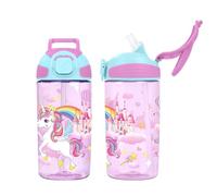 alldomess Gourde Enfant, Anti-Fuite, 550ml Bouteille Enfant avec Paille et Poignée pour Filles et Garçons, Gourde Sport pour l'école et les activités en plein air, Licorne Arc-en-ciel