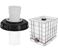 Allecto a été supprimé, car il s'agit d'un nom de marque. Couvercle de filtre IBC en plastique, adaptateur de tuyau de 163 mm, réservoir d'eau de pluie de 1 000 l, 275 g, noir/blanc