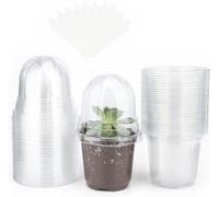 Allecto Plus - 32 petits pots en plastique avec couvercle bombé pour graines et semis - 10 boutures incluses