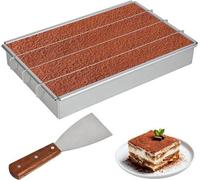 Allecto plus - Cadre de cuisson rectangulaire réglable, moule antiadhésif en alliage d'aluminium, 4 compartiments, spatule, préparation de gâteaux