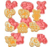 Allecto Plus – Emporte-pièces en plastique en forme d'animaux – Lot de 8 – Set de pâtisserie pour enfants – Animaux de la ferme – Pâte à biscuits – Pâte à sucre – Beignets – Décoration de gâteaux