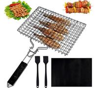 Allecto Plus - Grill pour poisson en acier inoxydable - Grill pour poisson avec poignée et tapis - 32 x 22 cm