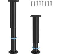 Allecto Plus – Pieds de lit en métal réglables en hauteur – Lot de 2 – Pieds de meuble pour sommiers – Réglables en hauteur de 25 à 42 cm – Pour lit, canapé, armoire, commode et table