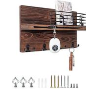 Allecto Plus - Porte-clés avec étagère, à fixer au mur - Design vintage - Avec 4 crochets doubles - Idéal pour l'entrée, la chambre ou le salon - Vendu avec vis
