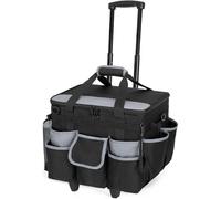 Allecto Premium - Grand sac de nettoyage à roulettes - Organisateur pour ustensiles de nettoyage avec poignées - Portable - Noir
