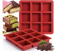 Allecto Premium - Moule à chocolat en silicone profond 2 pièces Dubai - Moule à bord de chocolat 9 puits - Moule à brownies pour pralines - Cornbread cheesecake - 75 caractères.