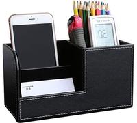 Allecto Premium - Organiseur de bureau multifonctionnel avec 3 compartiments pour stylos - Noir