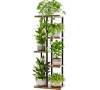 Allecto Premium - Support pour plantes d'angle avec 5 niveaux - Métal - Plusieurs plantes - Marron - Pour l'intérieur et l'extérieur - Terrasse, jardin, balcon, salon, chambre à coucher