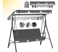 Allecto Premium - Toit de remplacement pour banc oscillant 210 x 145 cm - Gris - Toit solaire étanche - Universel - 420D Oxford - 3 places - Couverture de toit