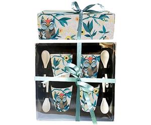 Allen Designs - Tasse décorative Set 4 tasses avec croyons hiboux et sac à dos