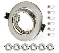 Allesgute 6x Spot encastrable Led GU10 Set Rond Chrome Brossé Lampes encastrées Led Spots 230V 360°Pivotant Cadre d'encastrement 68-85mm In ouille GU10 pour ampoules LED ou halogène
