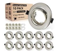 Allesgute Lot de 10 Spot encastrable LED 230V Cadre GU10 68mm Lampes encastrées Chrome Brossé Cadre d'encastrement rond 360°Pivotant Spots encastrés in ouille GU10 pour LED ou halogène