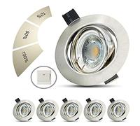 Allesgute Lot de 6 Spot LED encastrable Extra Plats, 6W Blanc Chaud Spot Plafond Ø 68mm, Plafonnier Encastrable Orientable 230V,500LM, Chrome Brossé Rond