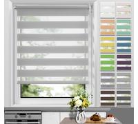 Allesin Store double Klemmfix sans perçage & avec perçage Stores pour fenêtres et portes Gris 70x220 cm Duo Store à enroulement à pinces Protection visuelle