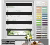 Allesin Store double Klemmfix sans percer & avec percer Stores pour fenêtres et portes noir-blanc 60x150 cm Duo Store à enroulement à pinces Protection visuelle