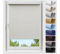 Allesin Store Enrouleur Occultant Thermique sans Perçage Rideau Occultant Opaque Isolant, Montage Simple pour Fenêtre ou Porte 90l x 130L cm (l x L) Gris Clair