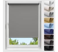 Allesin Store Enrouleur Occultant Thermique sans Perçage, Rideau Opaque Isolant, Montage Simple pour Fenêtre ou Porte, 55l x 120L cm Gris Foncé