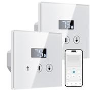 Allevoi 2 Pack Interrupteur Volet Roulant Connecté, 80 * 80 mm Interrupteur Mural Compatible avec Alexa/Google Home, Équipé un Écran LCD en Pourcentage Contôle à Distance (Fil Neutre Requis)