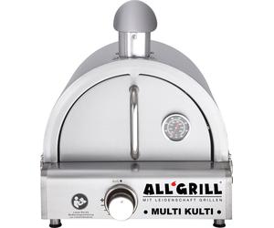 Allgrill MULTI-KULTI Set 2 avec sécurité d'allumage - Gril à gaz + hotte à pizza en inox avec cheminée