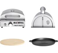 Allgrill MULTI-KULTI Set 4 avec sécurité d'allumage - Gril à gaz + hotte à pizza + pierre à pizza + poêle en fonte