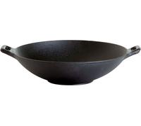 All'Grill wok en fonte avec deux poignées, rond, noir, 30 cm de diamètre (avec poignées Ø 37 cm), 7,5 cm de hauteur, pour tous les types de cuisinières, y compris à induction.