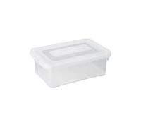 CURVER Boîte de Rangement Handy 4L - Boîte de Rangement Multifonction - Pour Chambre, Bureau, Garage, Cabanon, Buanderie - Fermeture rapide à clips - 29,4 x 19,4 x 10 cm - Transparent