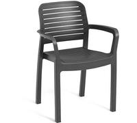 Allibert by KETER - Chloe - lot de 6 fauteuils de jardin - en résine aspect rotin tressé - gris graphite