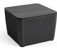 Allibert by Keter Table de jardin Luzon Plus flat wicker, graphite, couvercle amovible, avec espace de rangement, plastique, aspect rotin plat