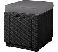 Allibert Cube Pouf H 39 x L 42 x P 42 cm, avec espace de rangement, gris graphite